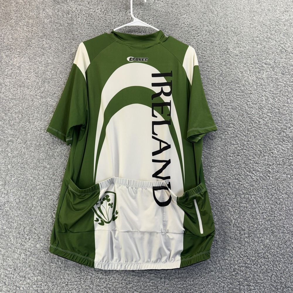 Croker Cycling Jersey Mens XXL Green Ireland 1/4 Zip Pockets Short Sleeve Top - Picture 3 of 7